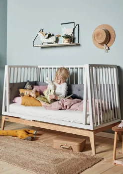 Hot Babybett 'Luna' weiß / Eiche 120 x 60 cm Kinder Babybetten & Kinderbetten|Babybetten
