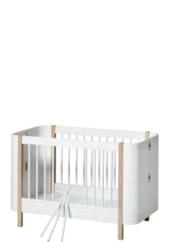 Clearance Babybett 'Wood Mini+' Weiß / Eiche 122-162 x 68 cm Kinder Babybetten & Kinderbetten|Babybetten