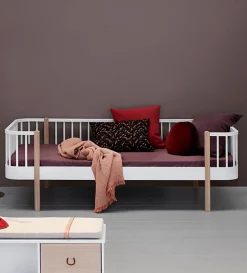 Bettsofa 'Wood' weiß / Eiche 160 x 90 cm Kinder Kinderstühle & Kindertische|Babybetten & Kinderbetten
