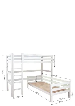 New ECO Luxury' Etagenbett Eck-Kombination weiß 200 x 90 cm Kinder Hochbetten & Etagenbetten|Babybetten & Kinderbetten