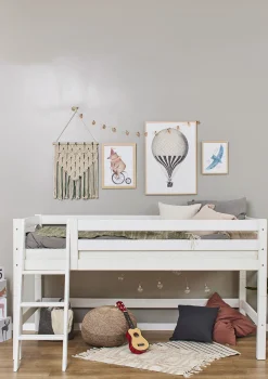 Outlet ECO Luxury' Halbhochbett weiß 200 x 90 cm Kinder Babybetten & Kinderbetten|Babybetten