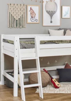 Outlet ECO Luxury' Halbhochbett weiß 200 x 90 cm Kinder Babybetten & Kinderbetten|Babybetten