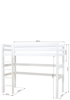 Discount ECO Luxury' Hochbett weiß 200 x 90 cm Kinder Hochbetten & Etagenbetten|Babybetten & Kinderbetten