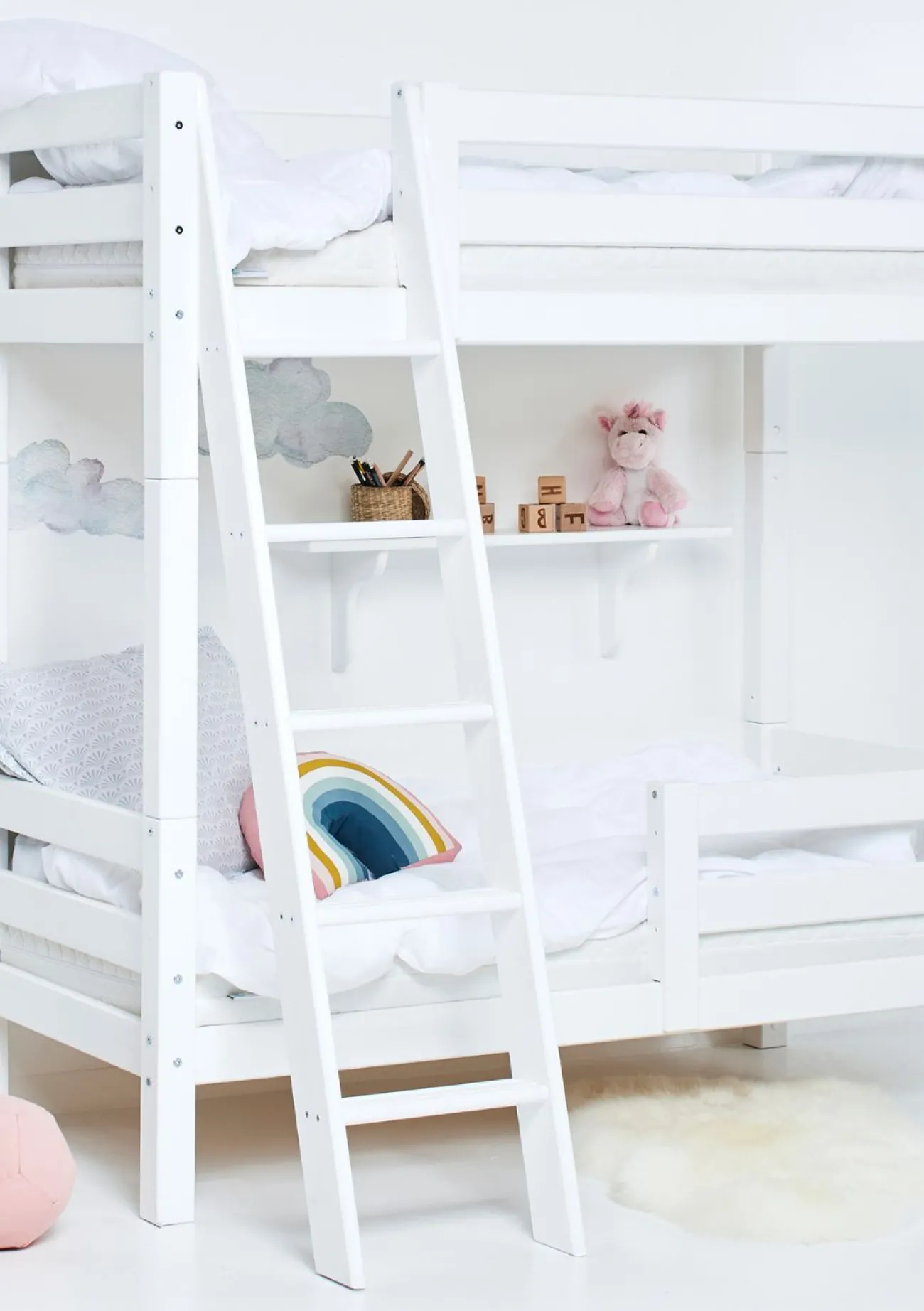 Clearance ECO Luxury' Hohes Etagenbett weiß 160 x 70 cm Kinder Hochbetten & Etagenbetten|Babybetten & Kinderbetten