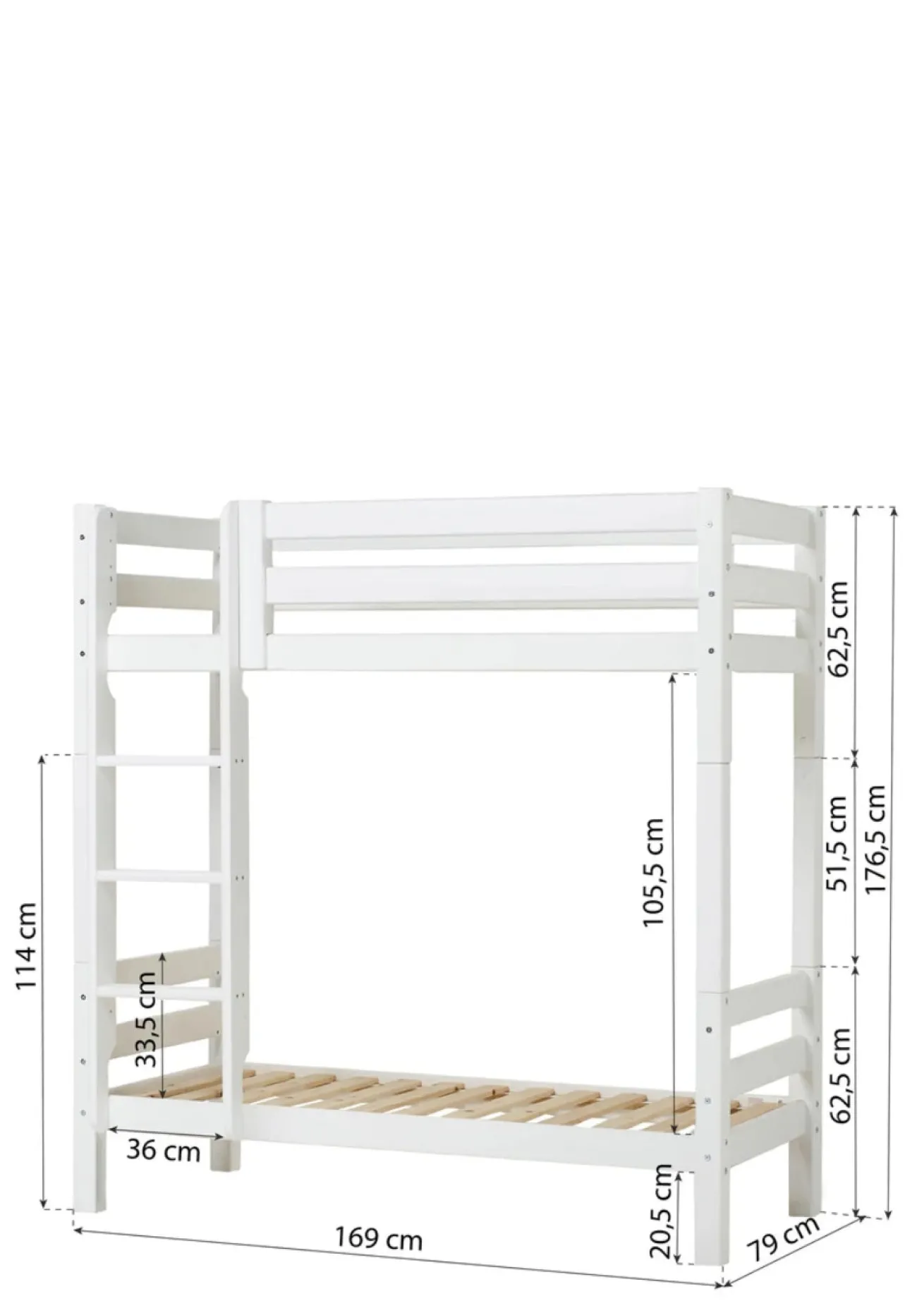 Clearance ECO Luxury' Hohes Etagenbett weiß 160 x 70 cm Kinder Hochbetten & Etagenbetten|Babybetten & Kinderbetten