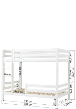 Outlet ECO Luxury' Hohes Etagenbett weiß 200 x 120 cm Kinder Hochbetten & Etagenbetten|Babybetten & Kinderbetten