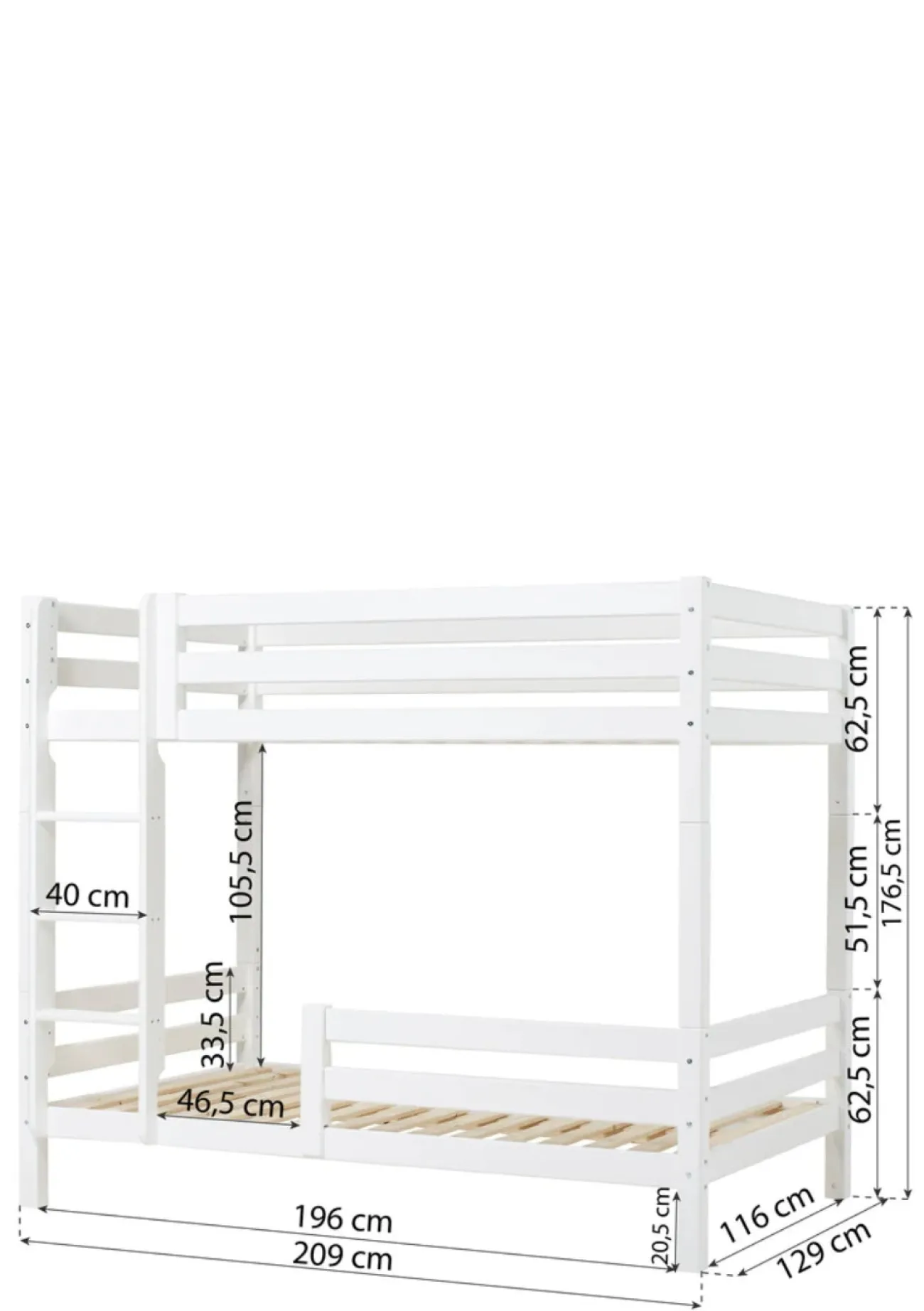 Outlet ECO Luxury' Hohes Etagenbett weiß 200 x 120 cm Kinder Hochbetten & Etagenbetten|Babybetten & Kinderbetten