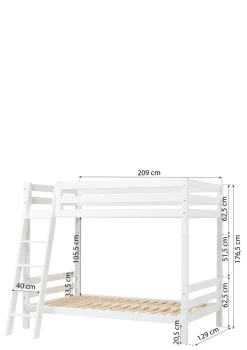 Outlet ECO Luxury' Hohes Etagenbett weiß 200 x 120 cm Kinder Hochbetten & Etagenbetten|Babybetten & Kinderbetten