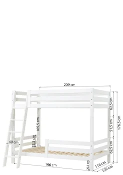 Outlet ECO Luxury' Hohes Etagenbett weiß 200 x 120 cm Kinder Hochbetten & Etagenbetten|Babybetten & Kinderbetten