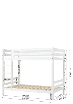 Outlet ECO Luxury' Hohes Etagenbett weiß 200 x 120 cm Kinder Hochbetten & Etagenbetten|Babybetten & Kinderbetten