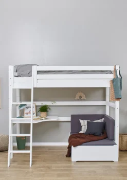 Clearance ECO Luxury' MEGA-Bett mit Schreibtisch & Lounge-Modul weiß 200 x 90 cm Kinder Hochbetten & Etagenbetten|Babybetten & Kinderbetten
