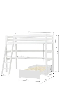 Clearance ECO Luxury' MEGA-Bett mit Schreibtisch & Lounge-Modul weiß 200 x 90 cm Kinder Hochbetten & Etagenbetten|Babybetten & Kinderbetten