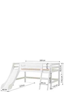 Sale ECO Luxury' Spielbett mit Rutsche weiß 200 x 120 cm Kinder Hochbetten & Etagenbetten|Babybetten & Kinderbetten