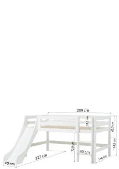 Sale ECO Luxury' Spielbett mit Rutsche weiß 200 x 120 cm Kinder Hochbetten & Etagenbetten|Babybetten & Kinderbetten