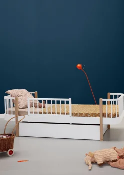 Discount Einzelbett 'Wood Original' weiß / Eiche 200 x 90 cm Kinder Babybetten & Kinderbetten|Babybetten