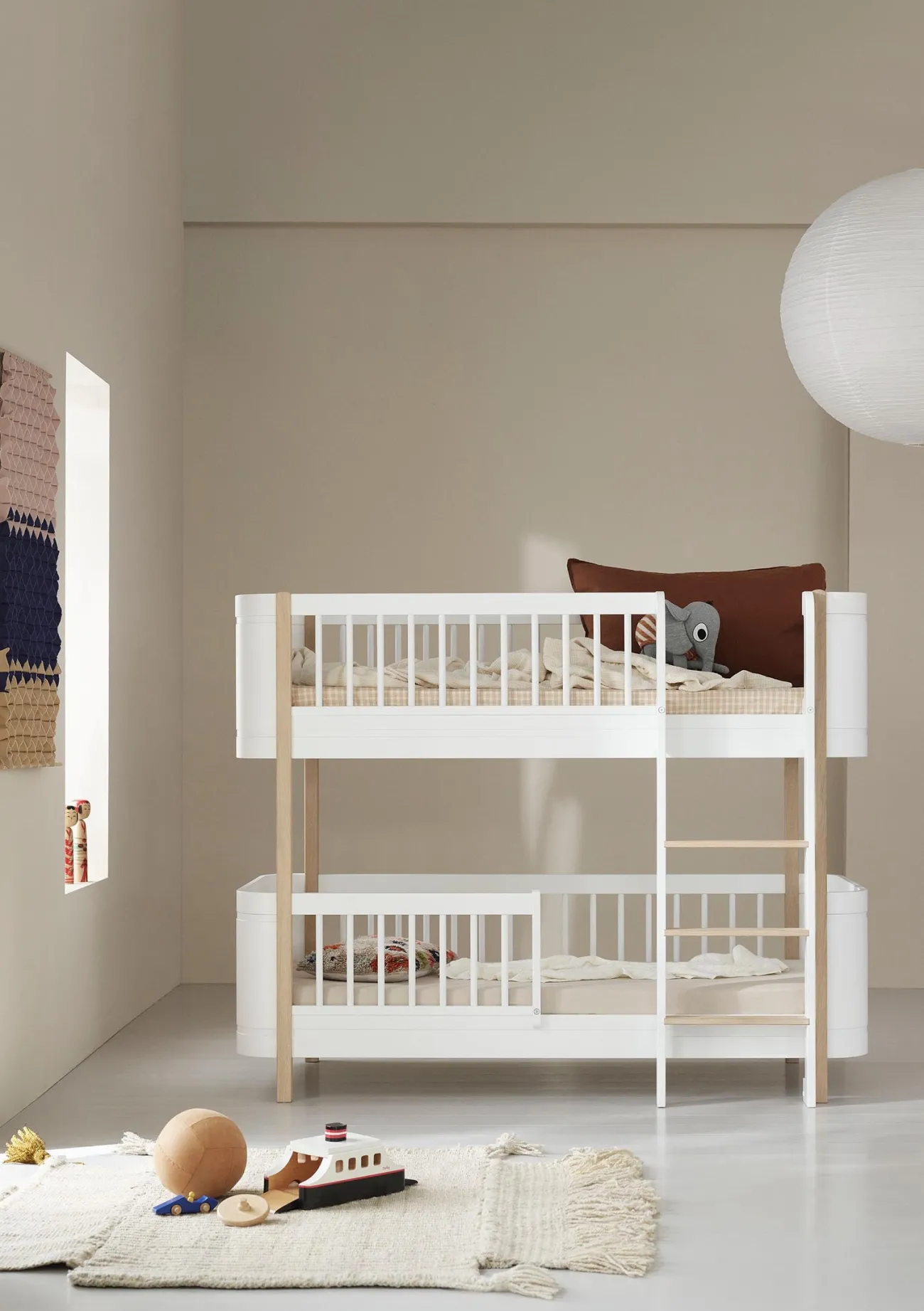 Clearance halbhohes Etagenbett 'Wood Mini+' weiß / Eiche 162 x 68 cm Kinder Hochbetten & Etagenbetten|Babybetten & Kinderbetten