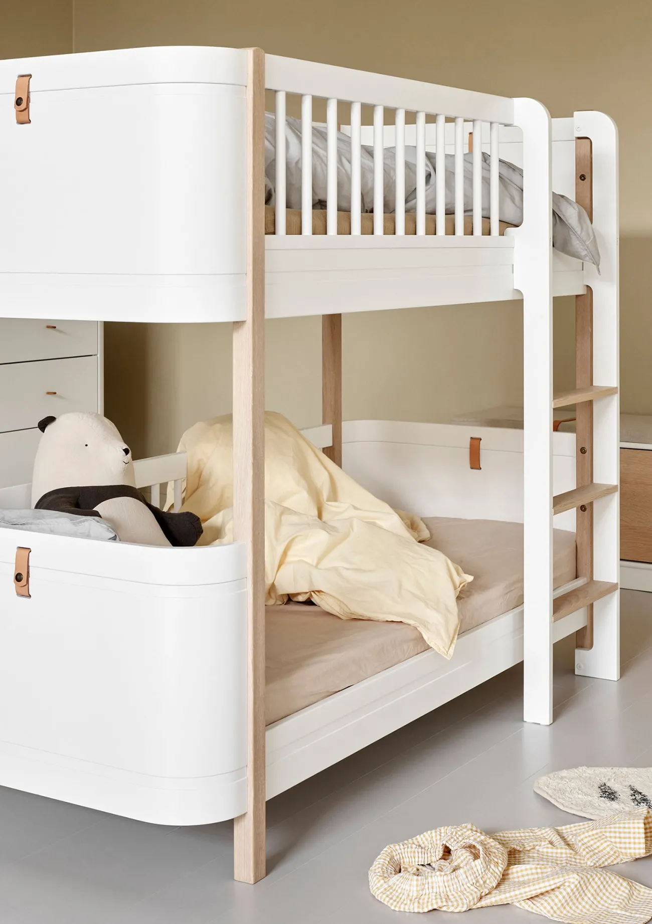 Clearance halbhohes Etagenbett 'Wood Mini+' weiß / Eiche 162 x 68 cm Kinder Hochbetten & Etagenbetten|Babybetten & Kinderbetten