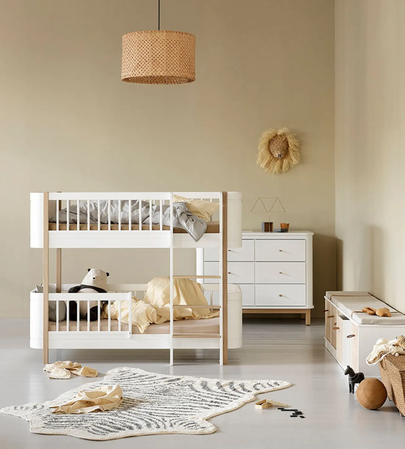 Clearance halbhohes Etagenbett 'Wood Mini+' weiß / Eiche 162 x 68 cm Kinder Hochbetten & Etagenbetten|Babybetten & Kinderbetten