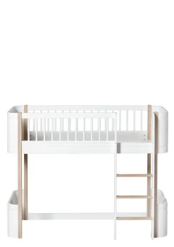 halbhohes Hochbett 'Wood Mini+' weiß / Eiche 162 x 68 cm Kinder Hochbetten & Etagenbetten|Babybetten & Kinderbetten