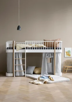 Outlet halbhohes Hochbett 'Wood Original' weiß / Eiche 200 x 90 cm Kinder Hochbetten & Etagenbetten|Babybetten & Kinderbetten