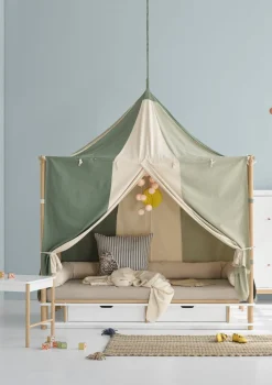 Online Himmelbett 'Camp' Weiß / Eiche 180 x 90 cm Kinder Babybetten & Kinderbetten|Babybetten