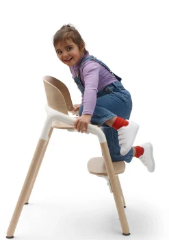 Best Hochstuhl 'Giraffe' neutrales Holz / Weiß Kinder Kinderstühle & Kindertische|Hochstühle