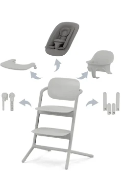 Hochstuhl 'Lemo' 4-in-1 Set Suede Grey / Mid Grey Kinder Kinderstühle & Kindertische|Hochstühle