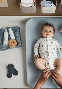 Hoodie Organic 'Dots' Blueberry Kinder Bademäntel|Badzubehör