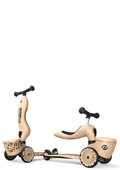 New 2in1 Kickboard 'Highway Kick 1 Lifestyle' Leopard Laufräder & Helme