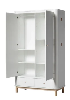 Best Kleiderschrank 'Wood' 2-türig weiss / Eiche Kinder Kleiderschränke & Regale