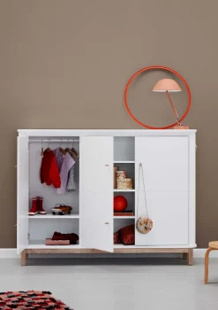 Outlet Multi-Schrank 'Wood' 3-türig weiss / Eiche Kinder Living|Kleiderschränke & Regale