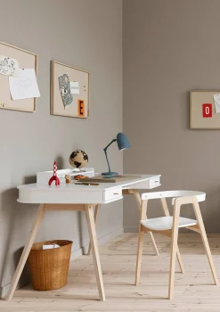 Clearance Schreibtisch 66 cm & Armlehnstuhl 'Wood' Weiß/Eiche Kinder Jugendzimmer|Jugendzimmer