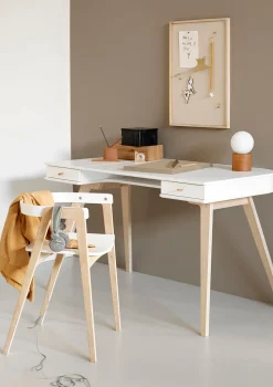 New Schreibtisch 72,6 cm & Armlehnstuhl 'Wood' Weiß/Eiche Kinder Jugendzimmer|Jugendzimmer