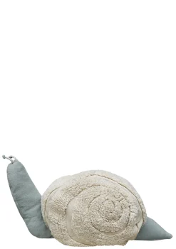 Outlet Sitzkissen 'Mr. Snail' Blue / Natural Kinder Decken & Kissen|Decken & Kissen