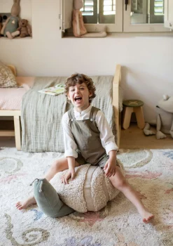 Outlet Sitzkissen 'Mr. Snail' Blue / Natural Kinder Decken & Kissen|Decken & Kissen