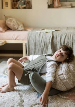 Outlet Sitzkissen 'Mr. Snail' Blue / Natural Kinder Decken & Kissen|Decken & Kissen