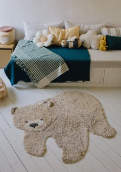 Sale Teppich mit Tiermotiv 'Bear' waschbar 122 x 120 cm Kinder Spielmatten & Spieldecken