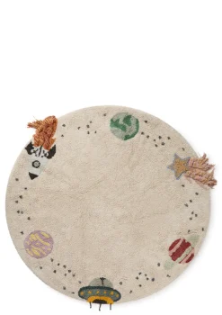 Best Teppich mit Weltraum-Motiven 'Interstellar Journey' waschbar Ø 140 cm Kinder Spielmatten & Spieldecken