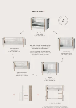 New Umbauset für 'Wood Mini+' Babybett inkl. Junior-Erweiterung zum halbhohen Hochbett Weiß / Eiche Kinder Hochbetten & Etagenbetten|Babybetten & Kinderbetten