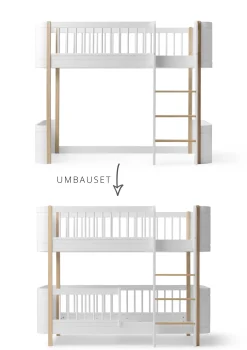 Clearance Umbauset für 'Wood Mini+' halbhohes Hochbett zum halbhohen Etagenbett Weiß / Eiche Kinder Hochbetten & Etagenbetten|Babybetten & Kinderbetten