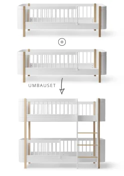 Online Umbauset für 'Wood Mini+' zwei Juniorbetten zum halbhohen Etagenbett Weiß / Eiche Kinder Babybetten & Kinderbetten|Babybetten