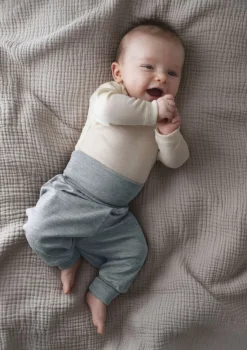 Wolle/Seide Baby-Hose hellgrau melange Unterteile