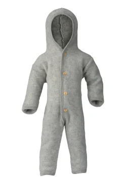 Wollfleece Overall mit Kapuze hellgrau melange Overalls